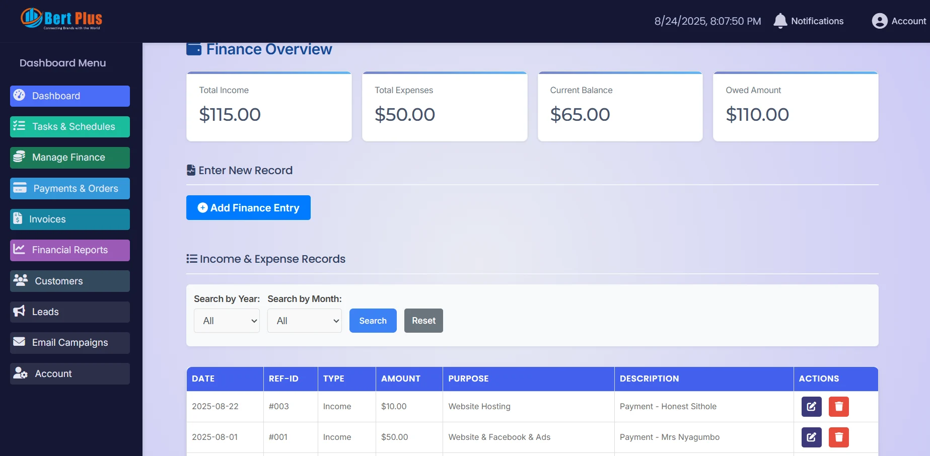 BertSuite Dashboard Screenshot